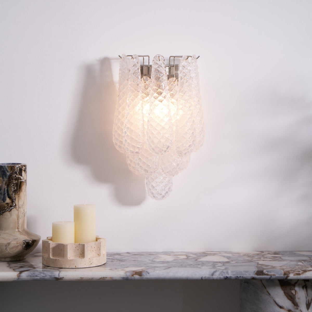 Liorelaria Wall Lamp Pink Teardrop Glass Floral Artistic