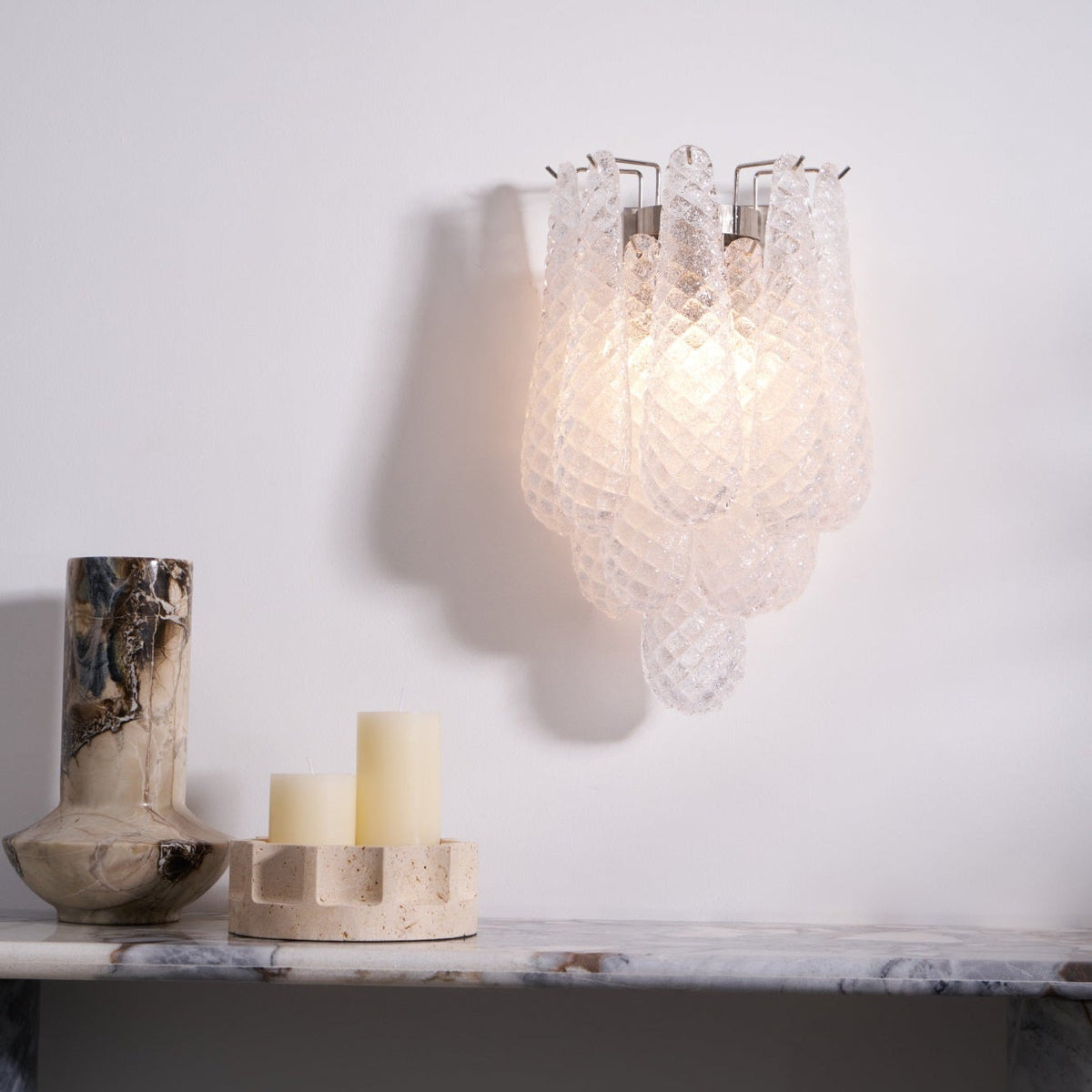 Liorelaria Wall Lamp Pink Teardrop Glass Floral Artistic
