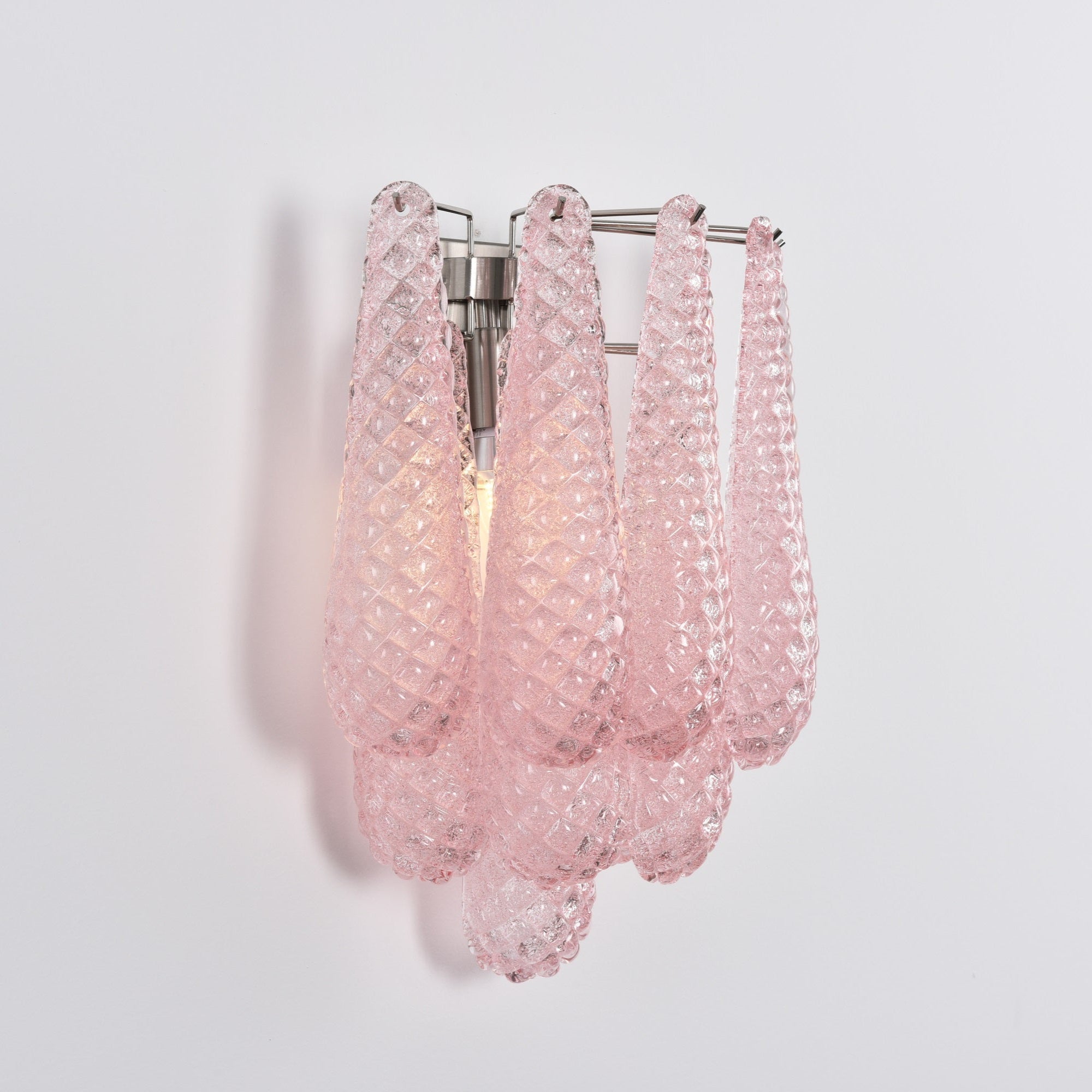 Liorelaria Wall Lamp Pink Teardrop Glass Floral Artistic