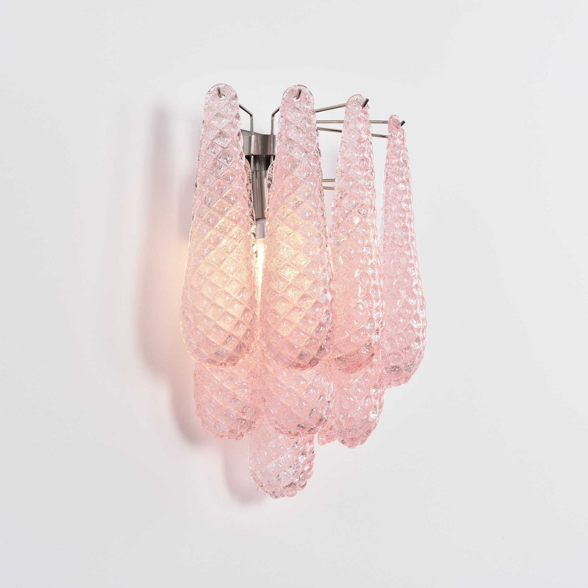 Liorelaria Wall Lamp Pink Teardrop Glass Floral Artistic