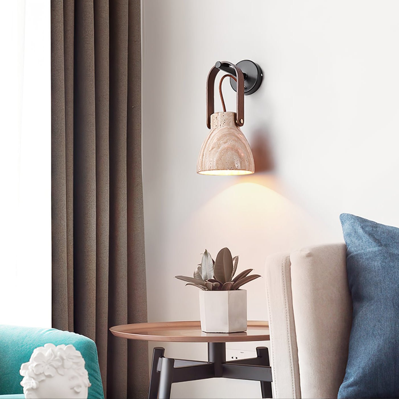 Tarix Travertine Lantern Wall Light