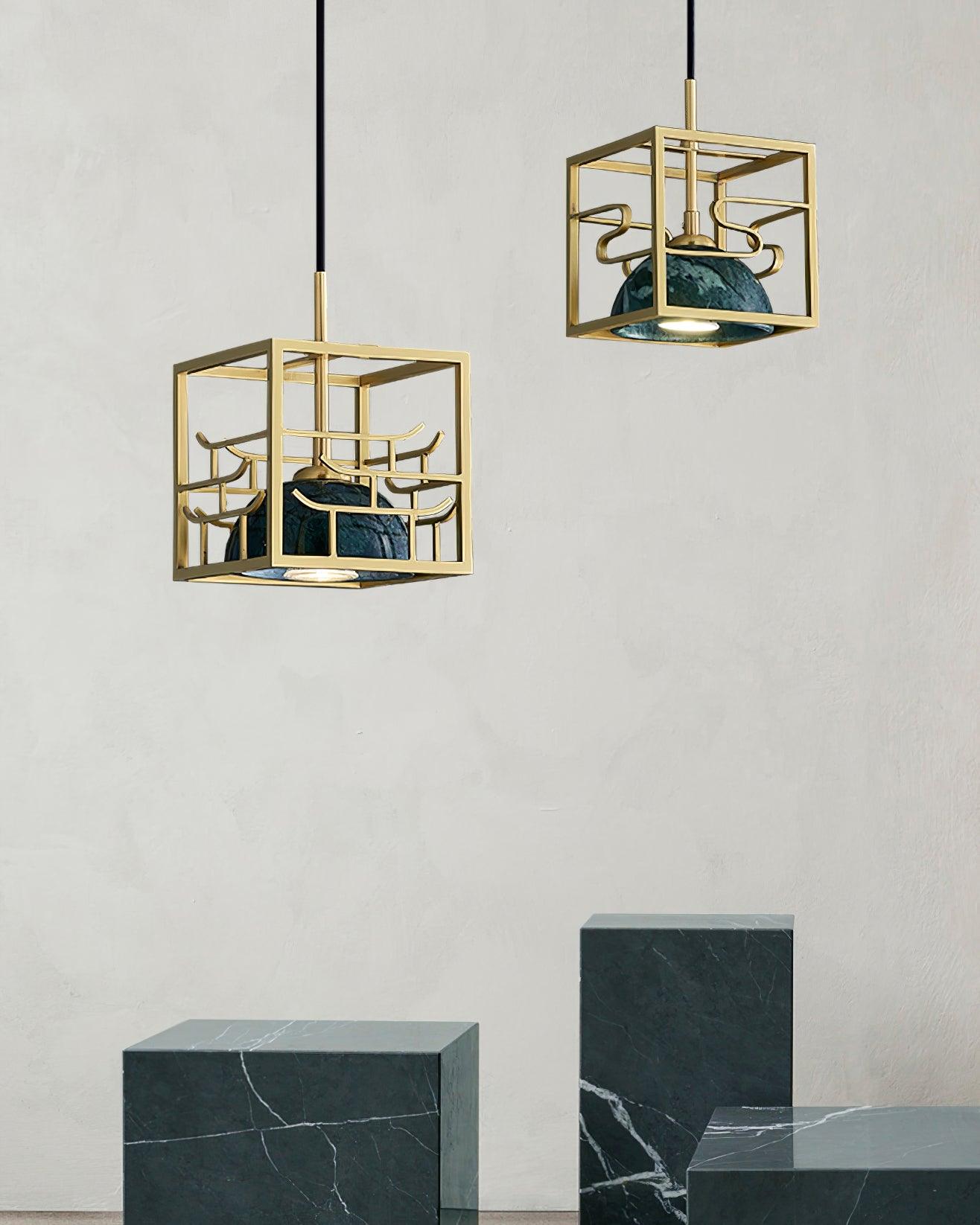 Cubo Modern Brass Pendant Lamp