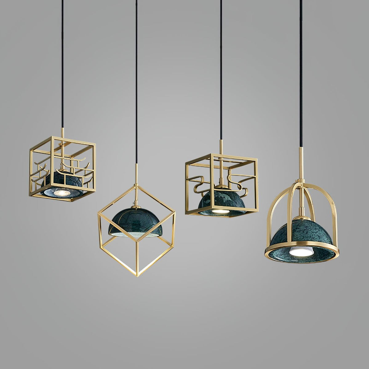Cubo Modern Brass Pendant Lamp