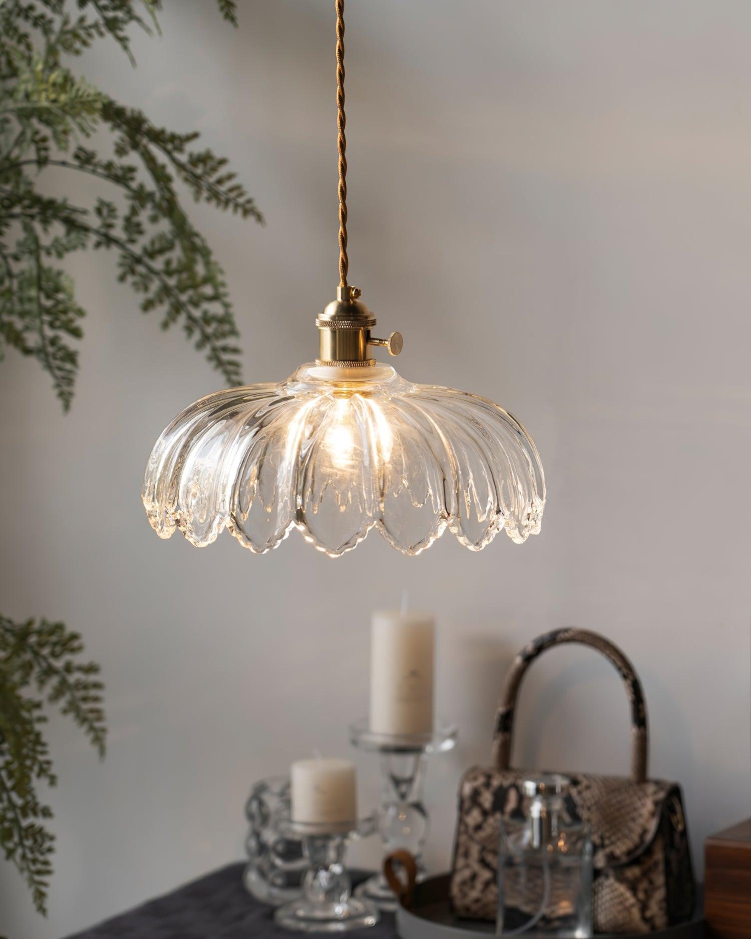 Limea Green Glass Flower Pendant Light - Neutral Decor