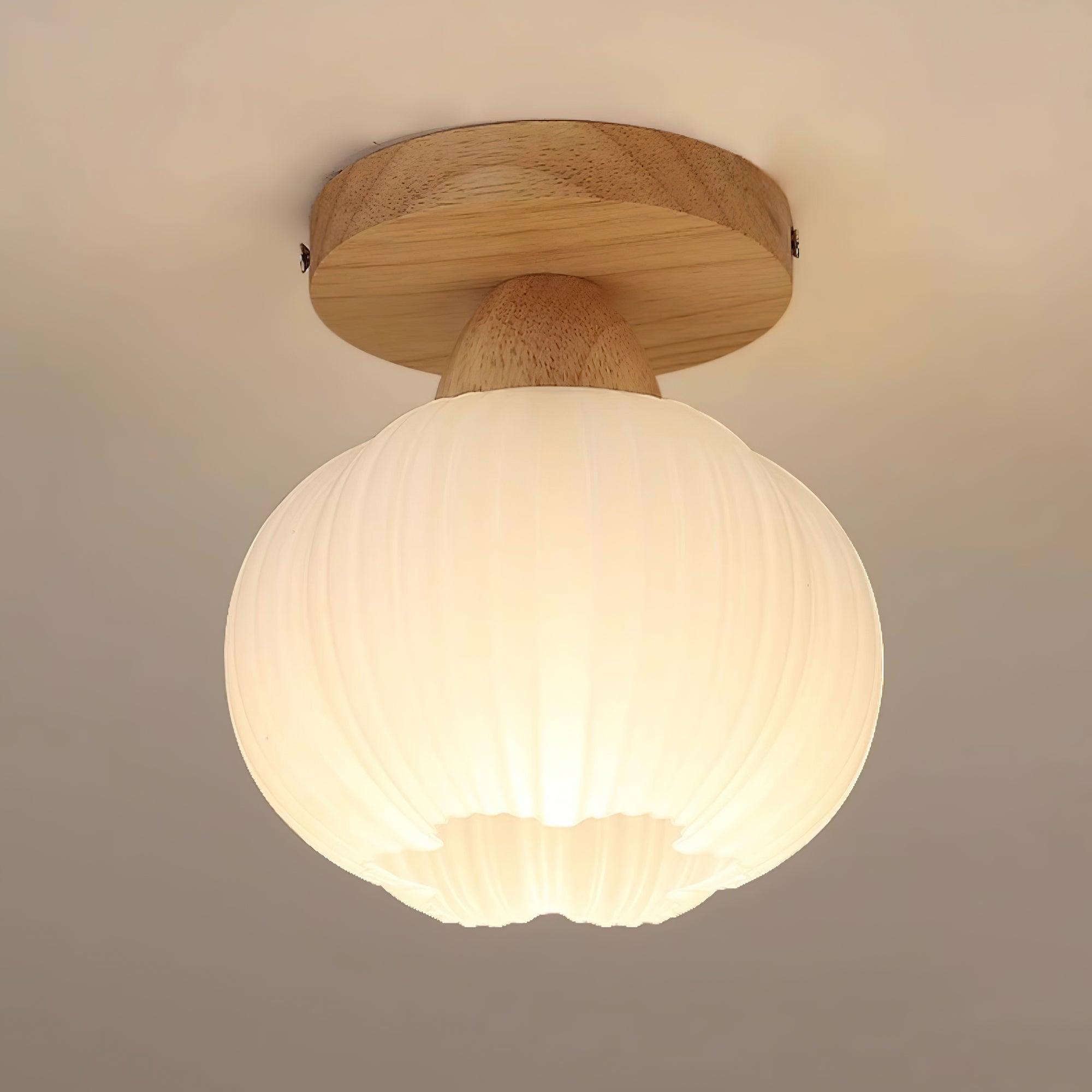 Gleam Large Flower Bag Wood Ceiling Lamp - Neutral Decor