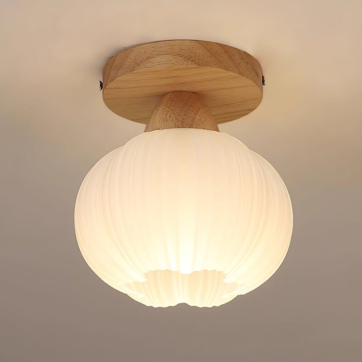 Dura Large Flower Bag Wood Ceiling Lamp