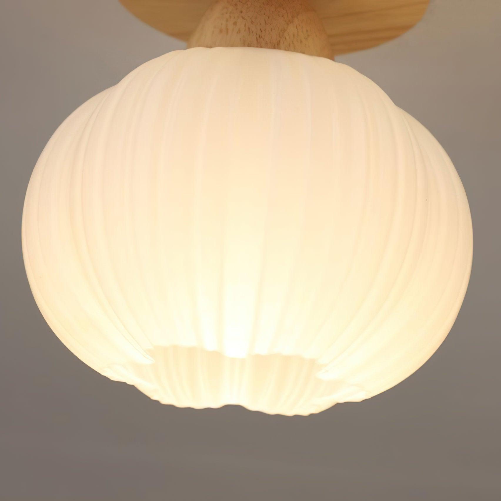 Gleam Large Flower Bag Wood Ceiling Lamp - Neutral Decor
