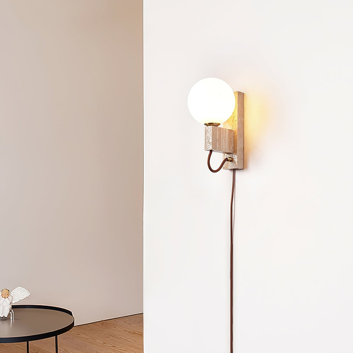 Talt Globe-Travertine Wall Light