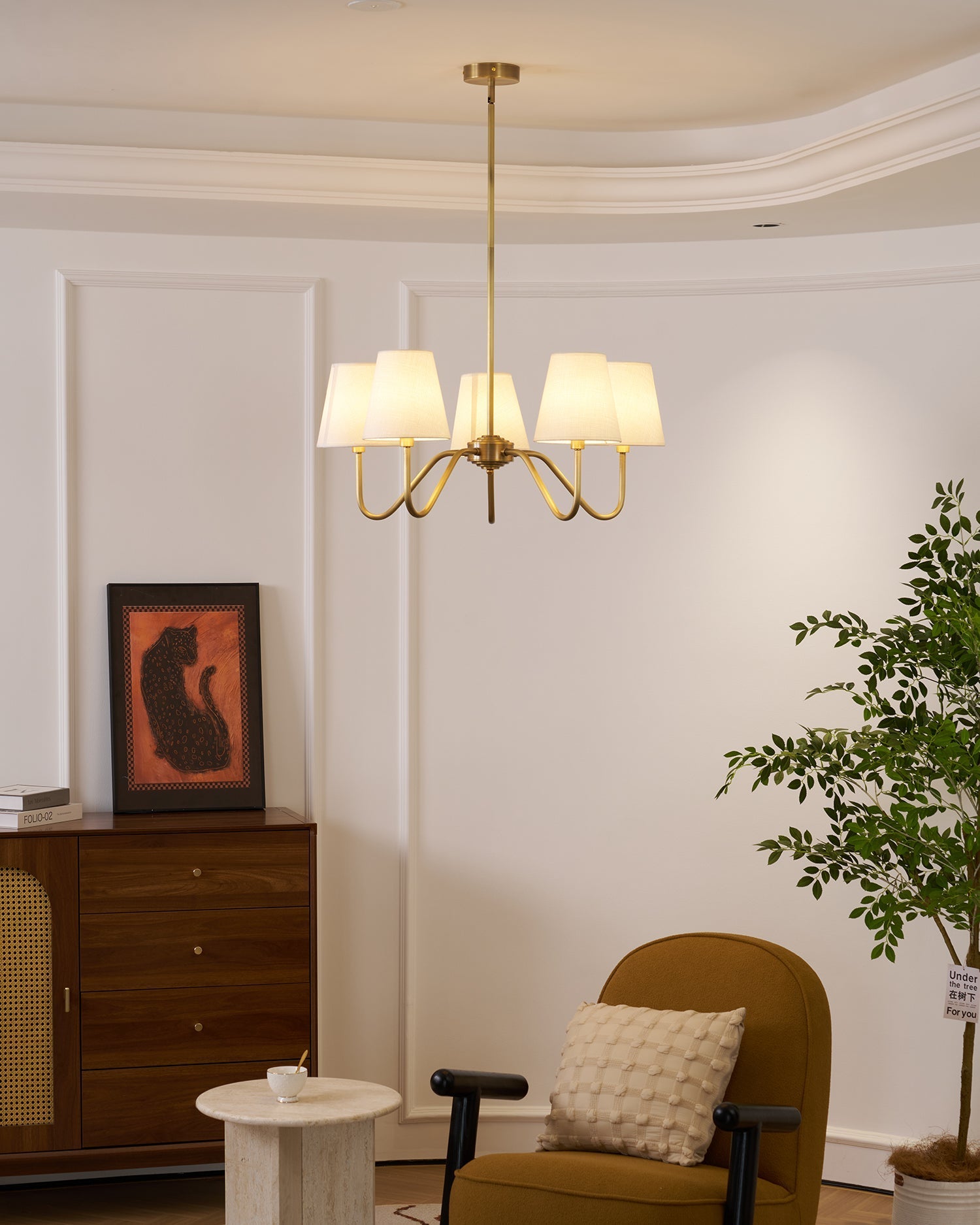Lassen Chandelier Curved Arms - Neutral Decor