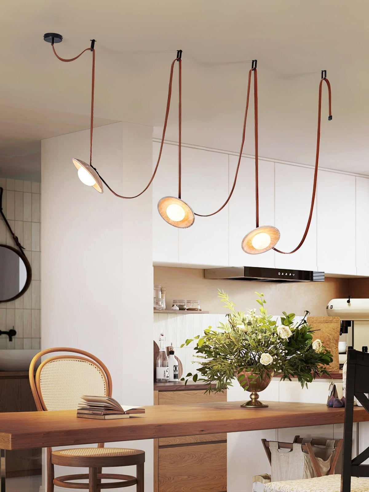 Ulsoryra Organic Travertine Pendant Light Cluster