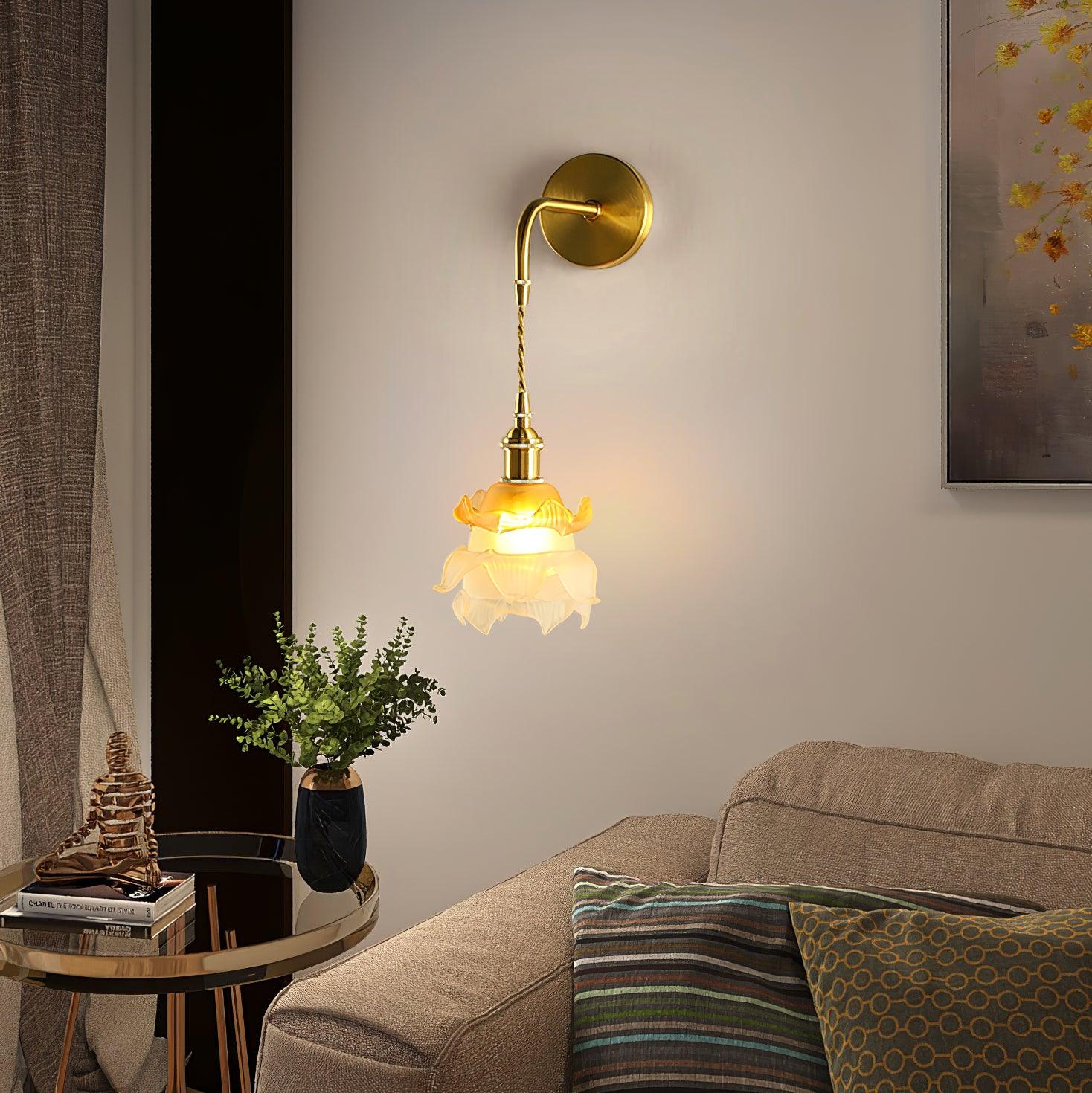 Amarira Premium Elegance Brass Glass Wall Lamp