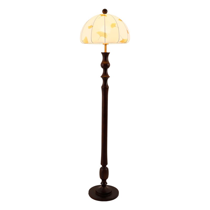 Ginkgore Wood Fabric Vintage Floor Lamp