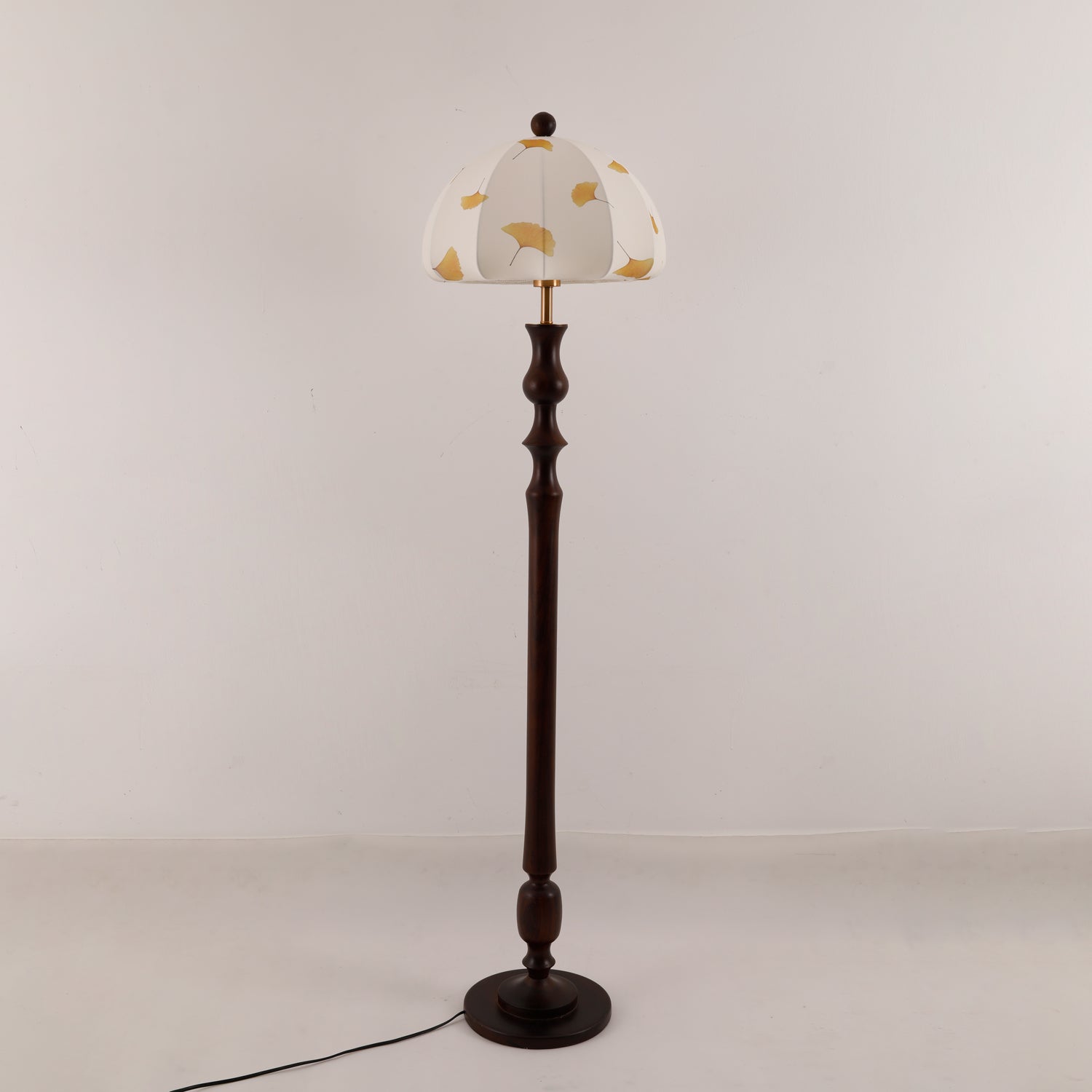 Ginkgore Wood Fabric Vintage Floor Lamp