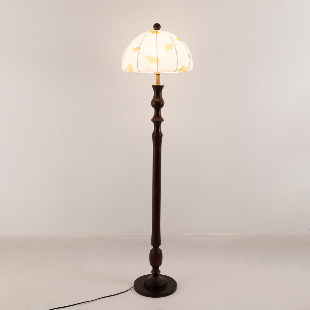 Ginkgore Wood Fabric Vintage Floor Lamp