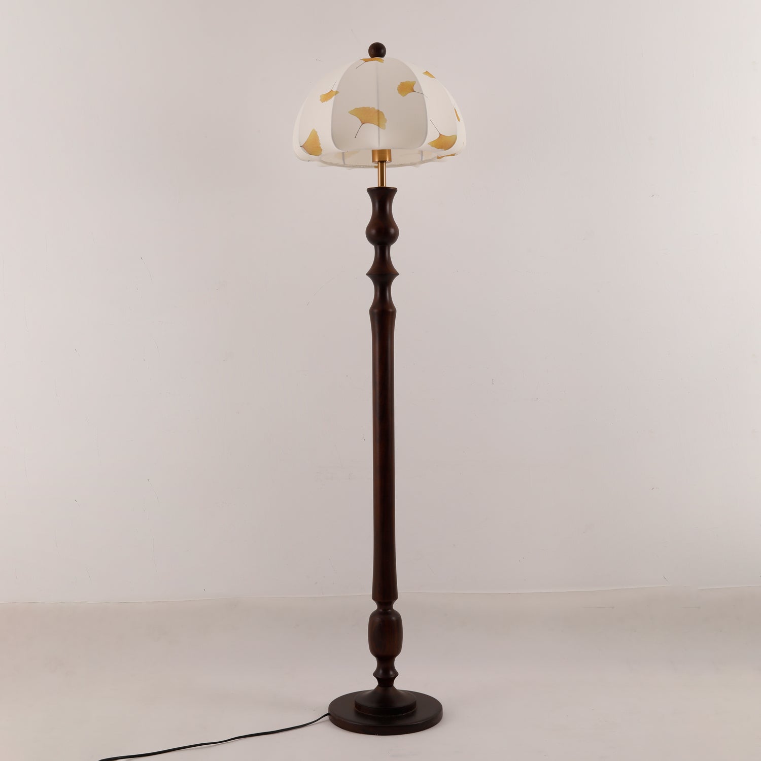 Ginkgore Wood Fabric Vintage Floor Lamp