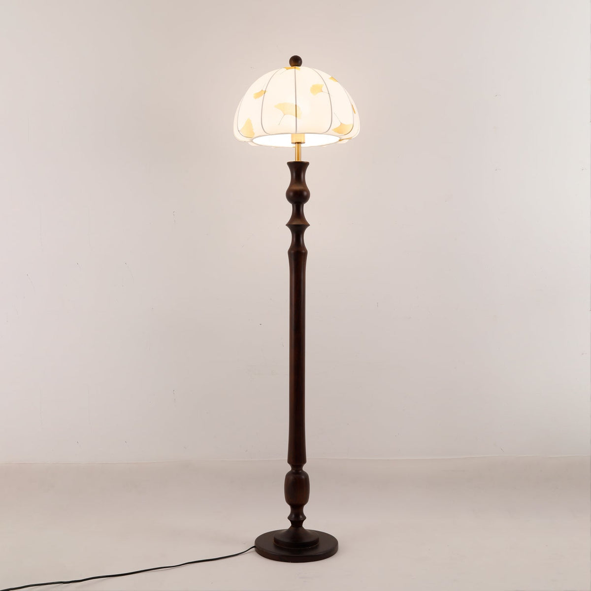 Ginkgore Wood Fabric Vintage Floor Lamp