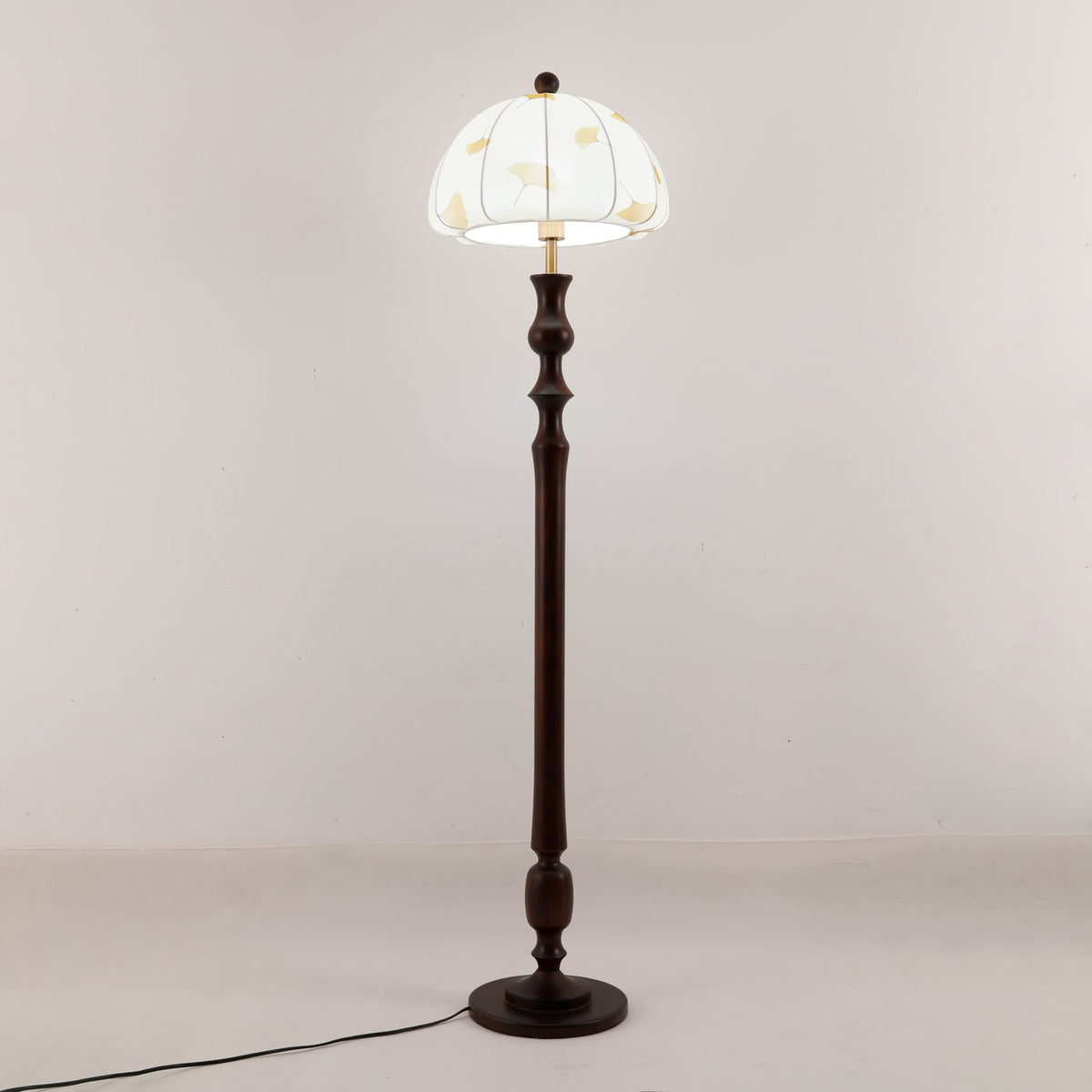 Ginkgore Wood Fabric Vintage Floor Lamp