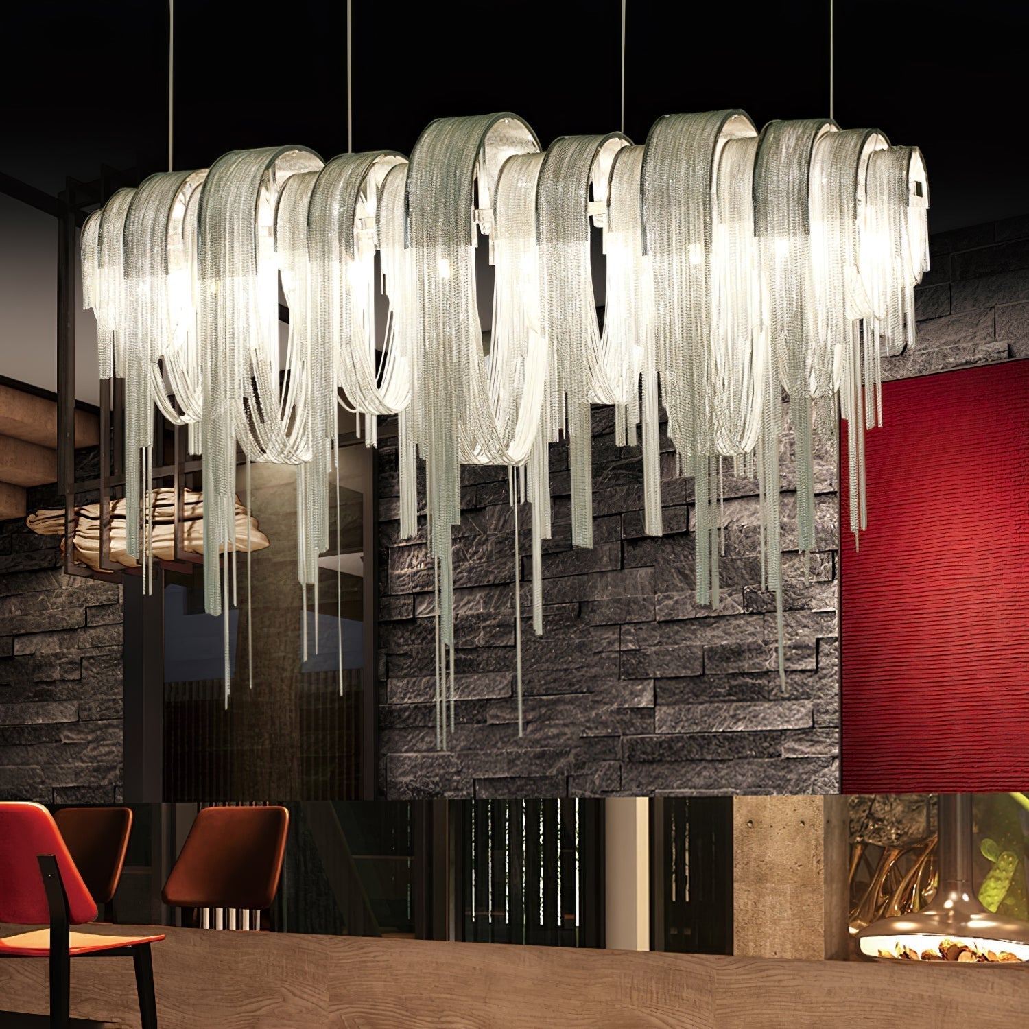 Tarien Chandelier Layered Chain Nickel Luxury