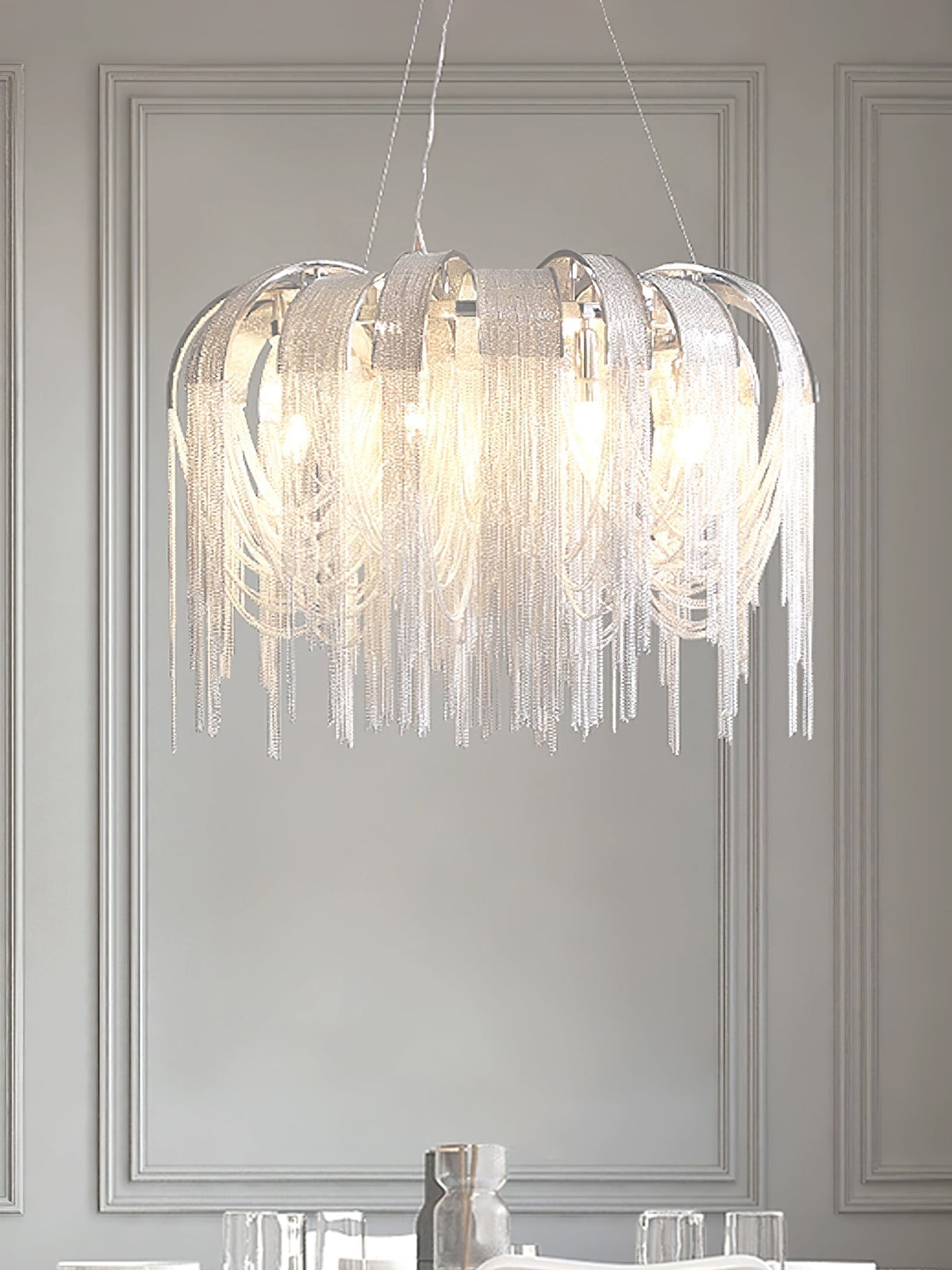 Tarien Chandelier Layered Chain Nickel Luxury