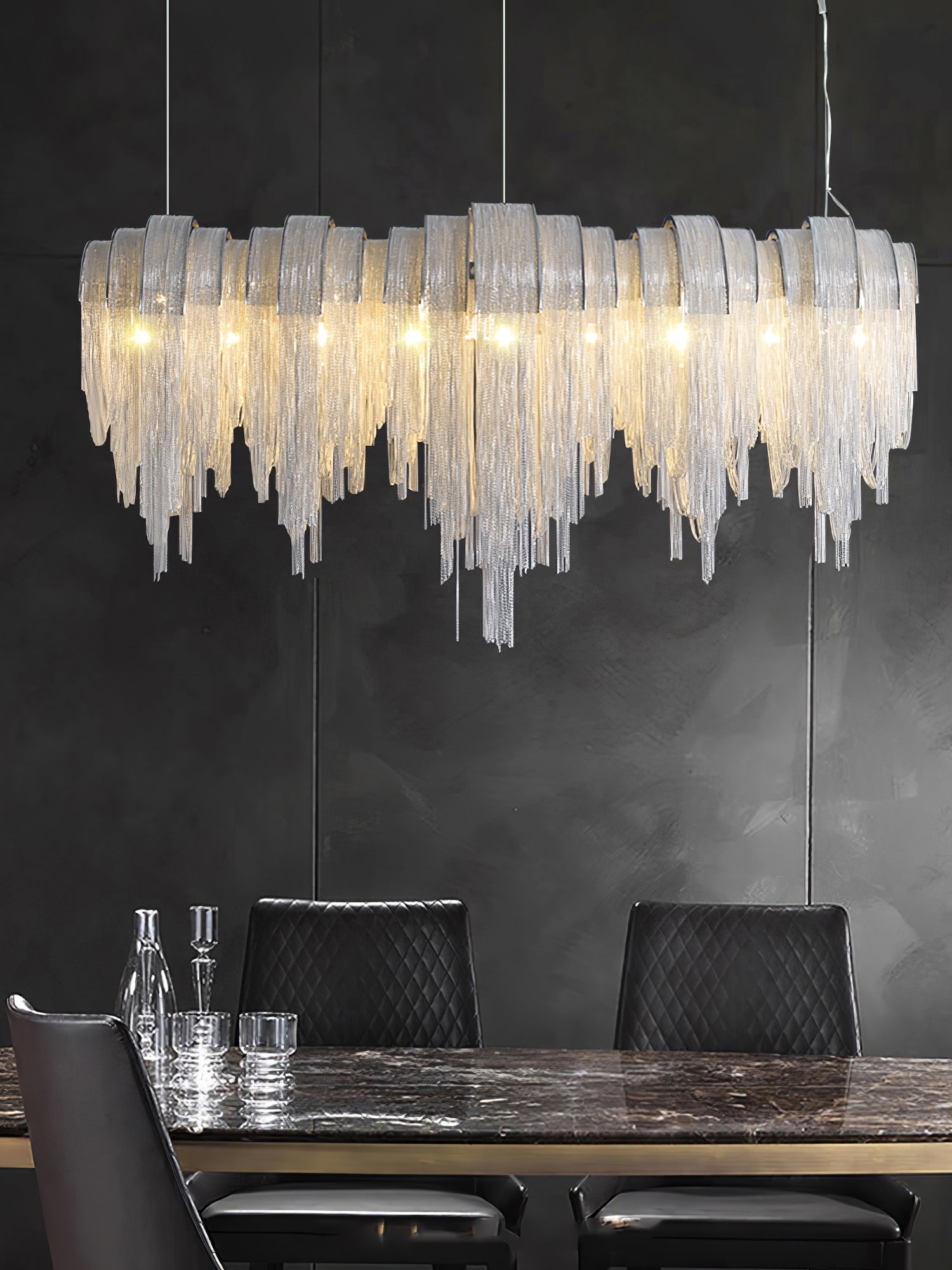 Tarien Chandelier Layered Chain Nickel Luxury