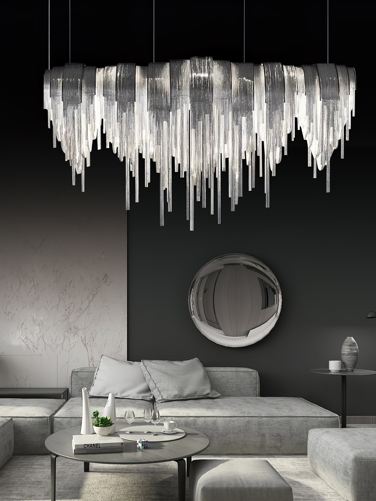 Tarien Chandelier Layered Chain Nickel Luxury