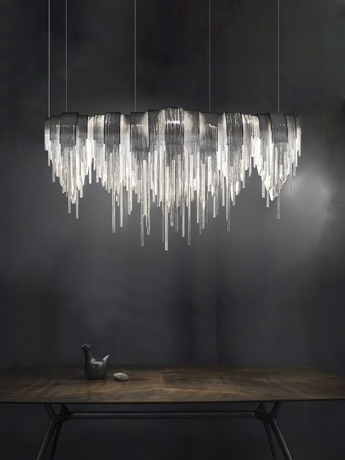 Tarien Chandelier Layered Chain Nickel Luxury