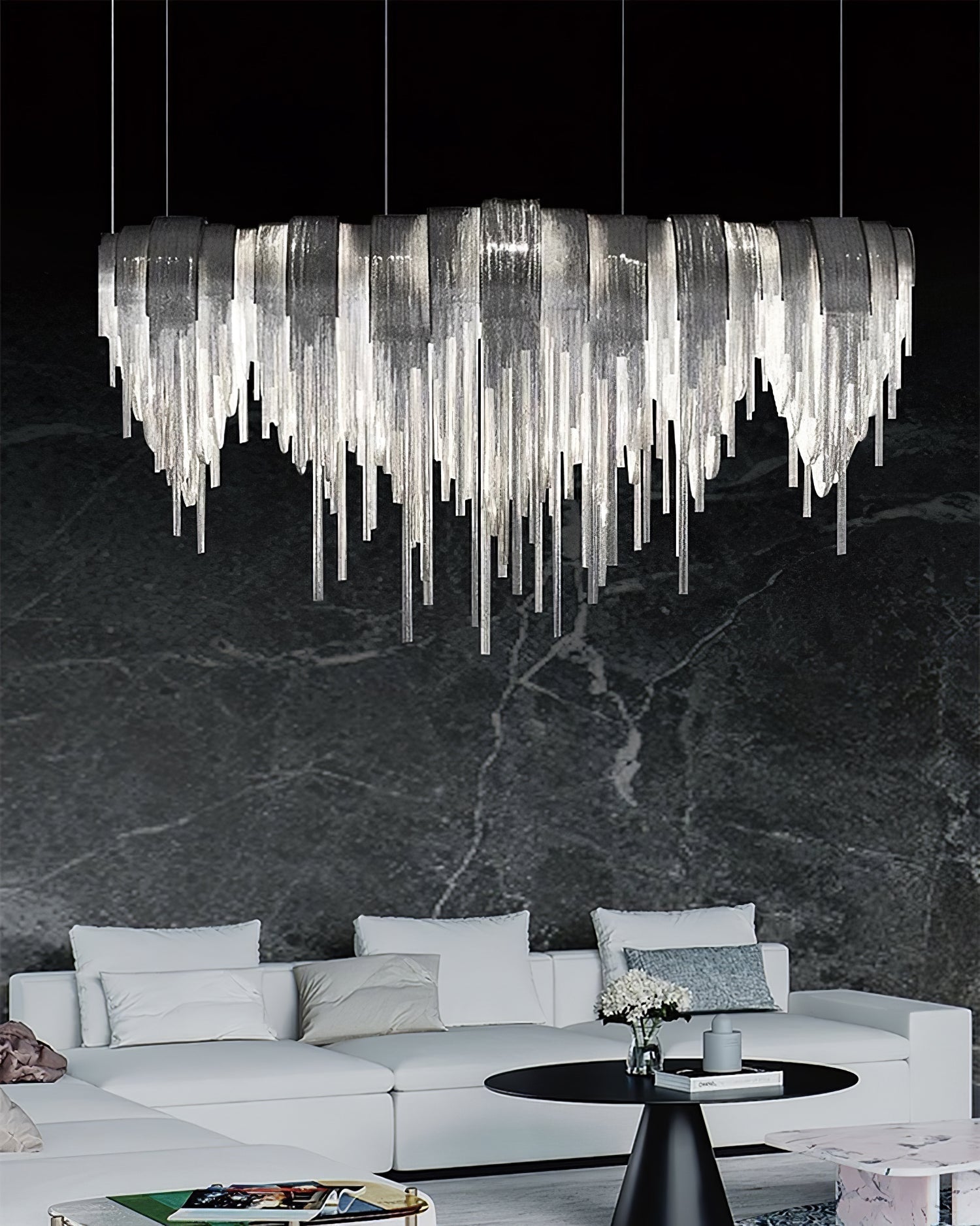 Tarien Chandelier Layered Chain Nickel Luxury
