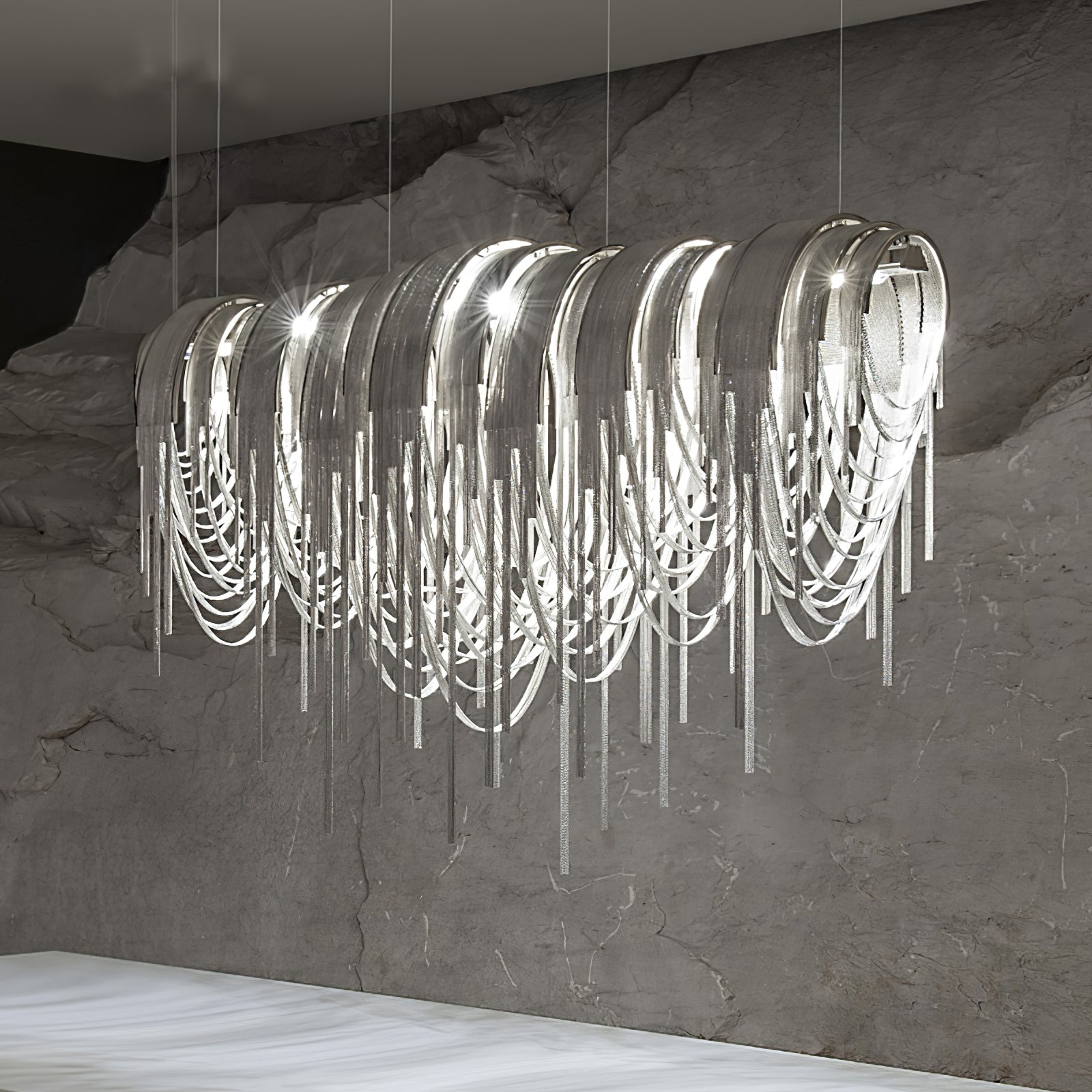 Tarien Chandelier Layered Chain Nickel Luxury