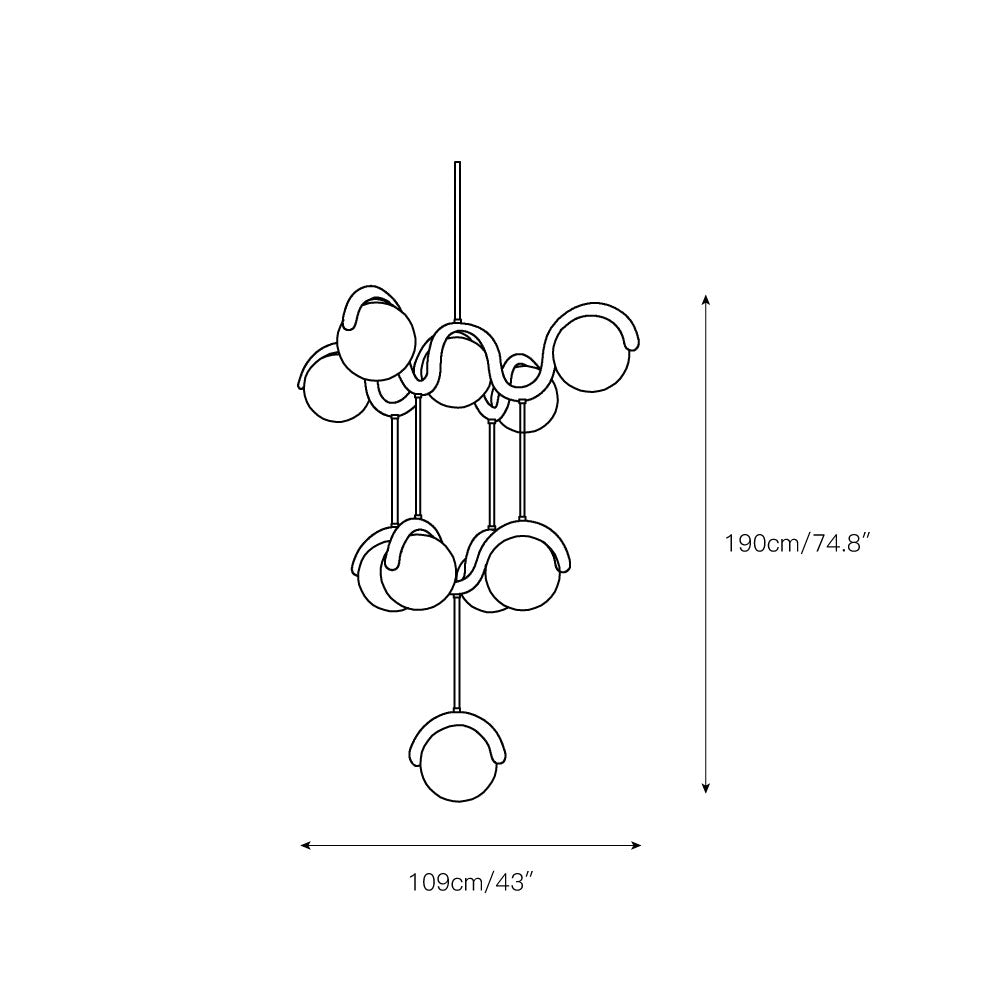 Eurvinen Creativity Elegance Art Brass Glass Chandelier