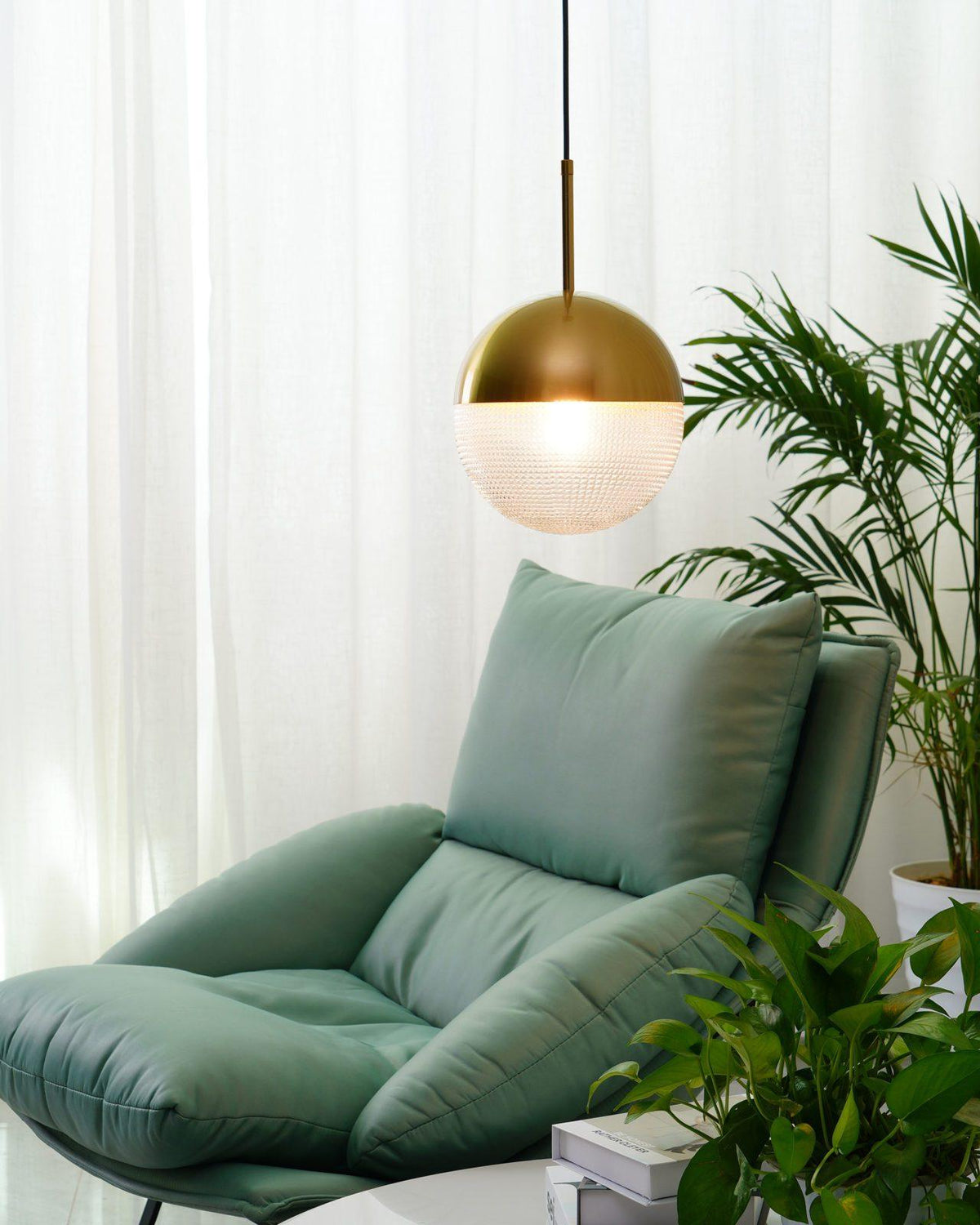 Kevelo Pendant Lamp Brass Glass Modern