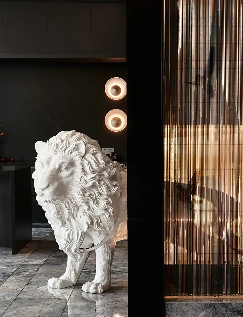 Brynis Lion Sculpture Floor Lamp