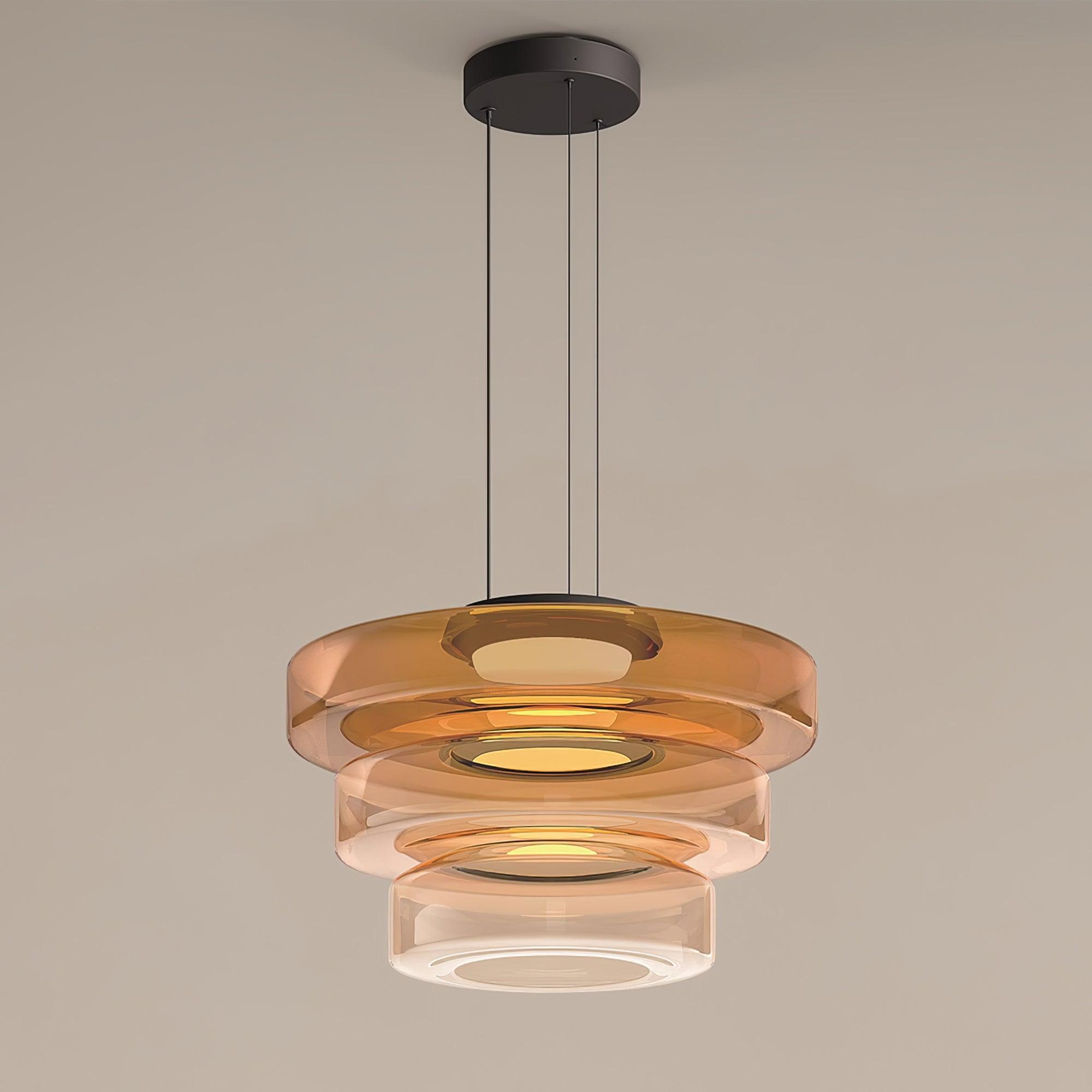 Lustra Pendant Lamp Glass Circles Multi-Level - Neutral Decor