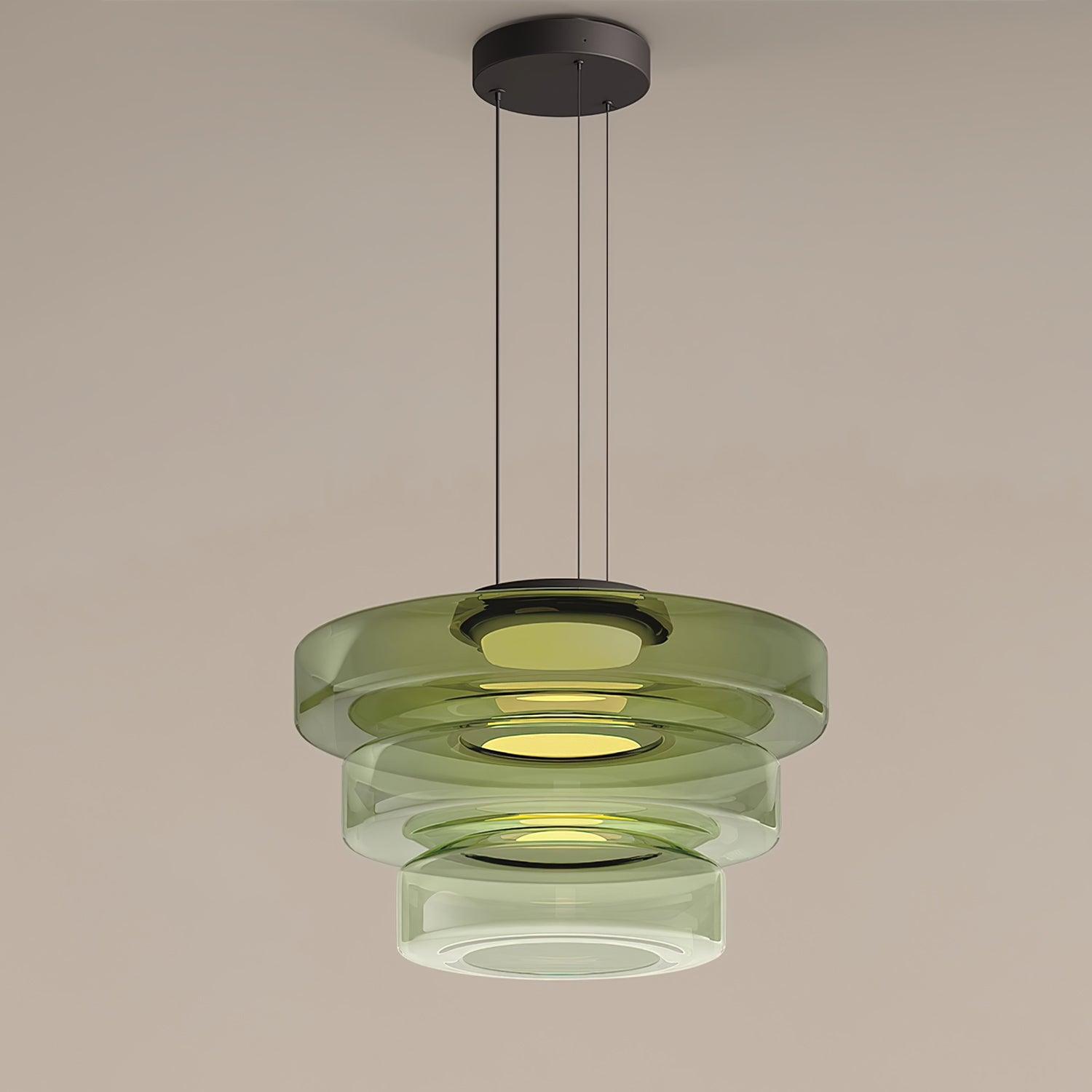 Lustra Pendant Lamp Glass Circles Multi-Level - Neutral Decor