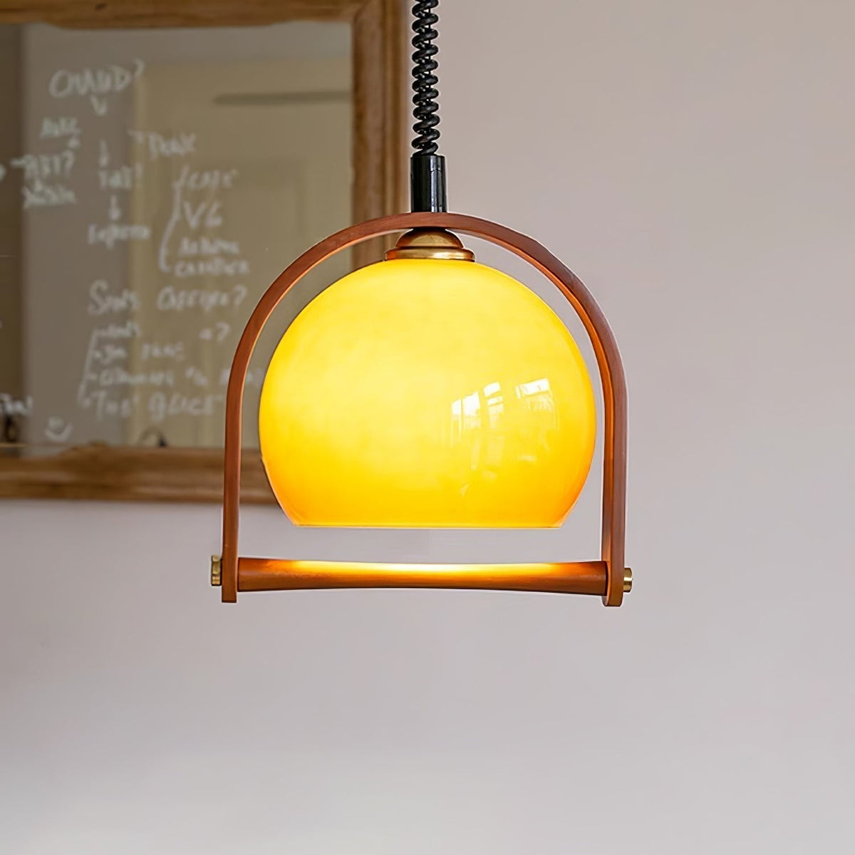 Cesilarae Premium Nordic Art Glass Wood Pendant Lamp