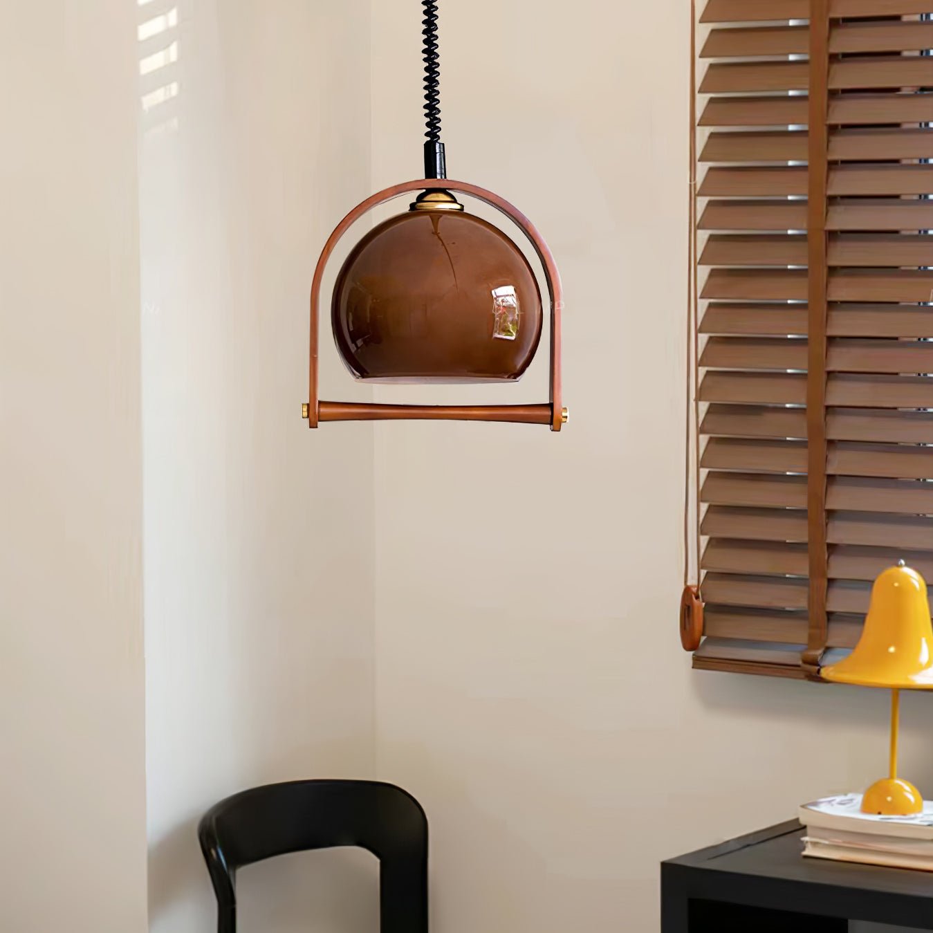 Cesilarae Premium Nordic Art Glass Wood Pendant Lamp