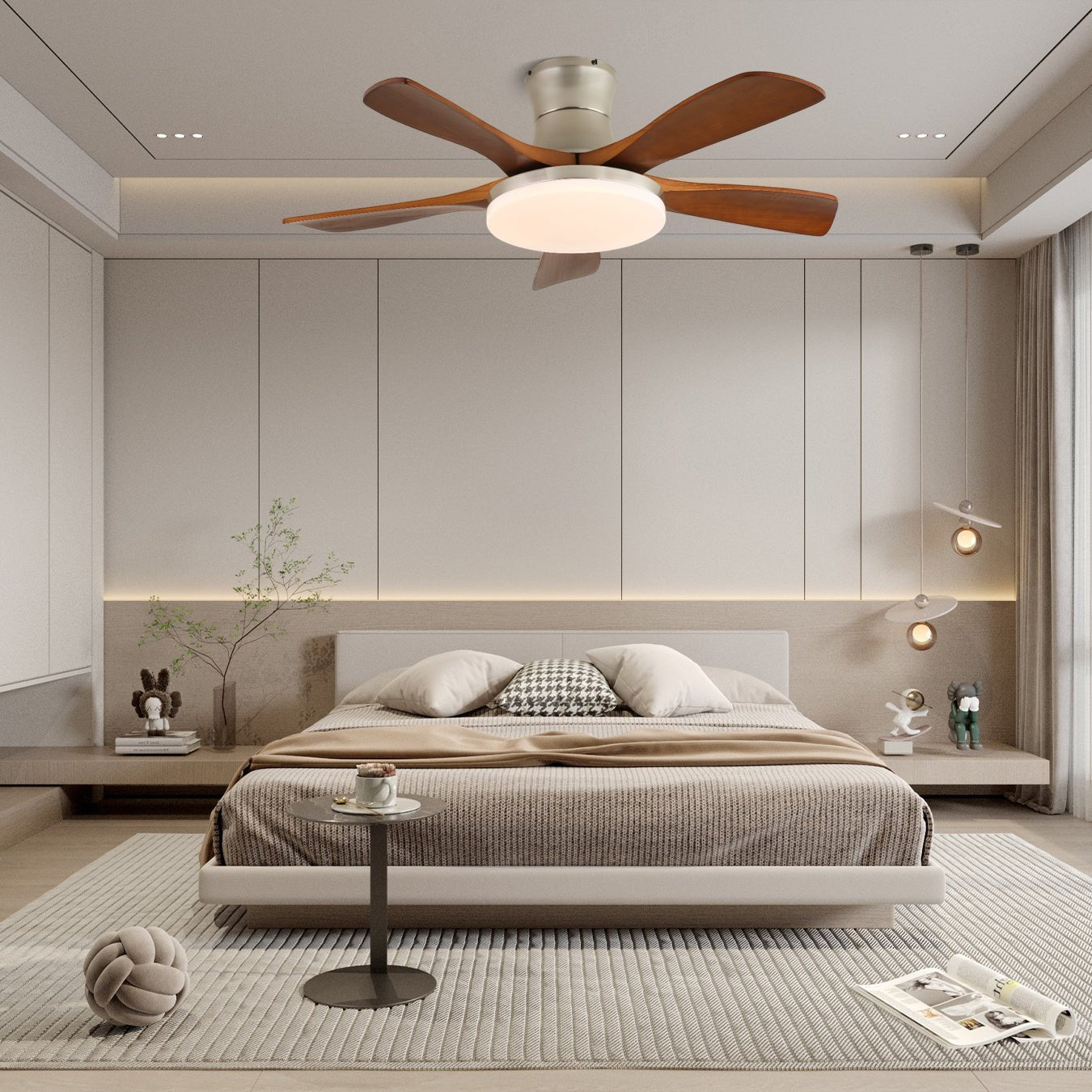 Brevo Ceiling Fan Light Wooden Blade