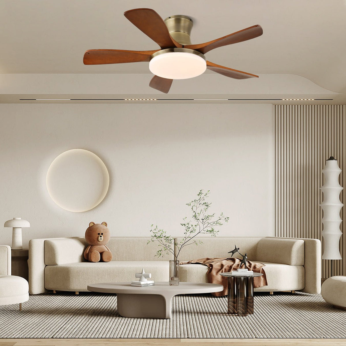 Brevo Ceiling Fan Light Wooden Blade