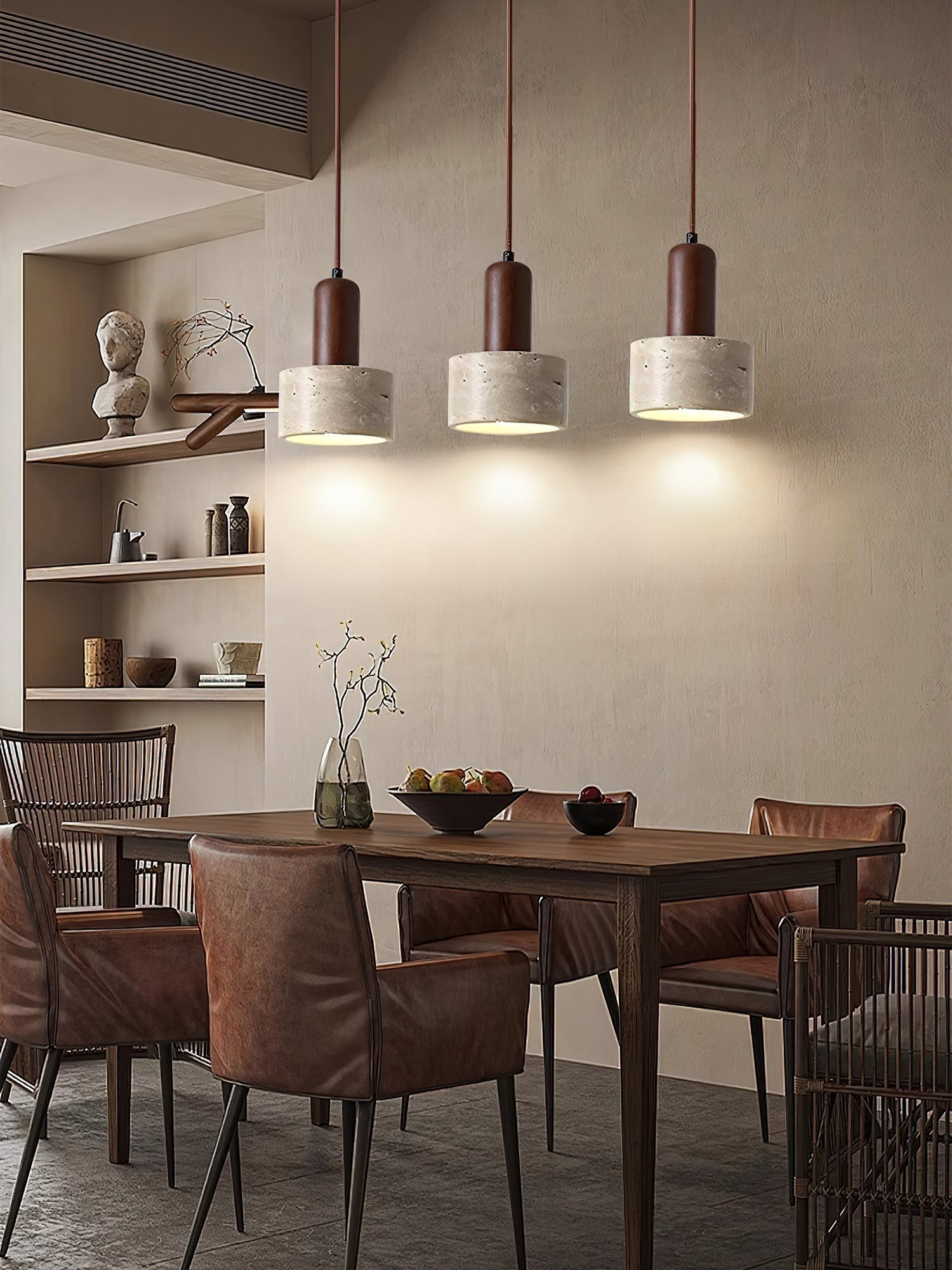 Jlynis Dual-Material Travertine Pendant Light