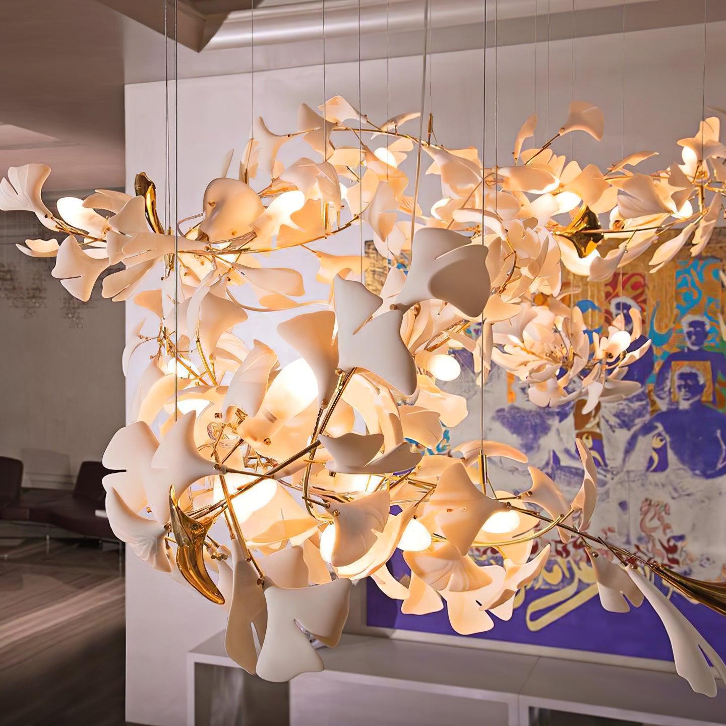 Ayla Chandelier Gingko Petal Ceramic