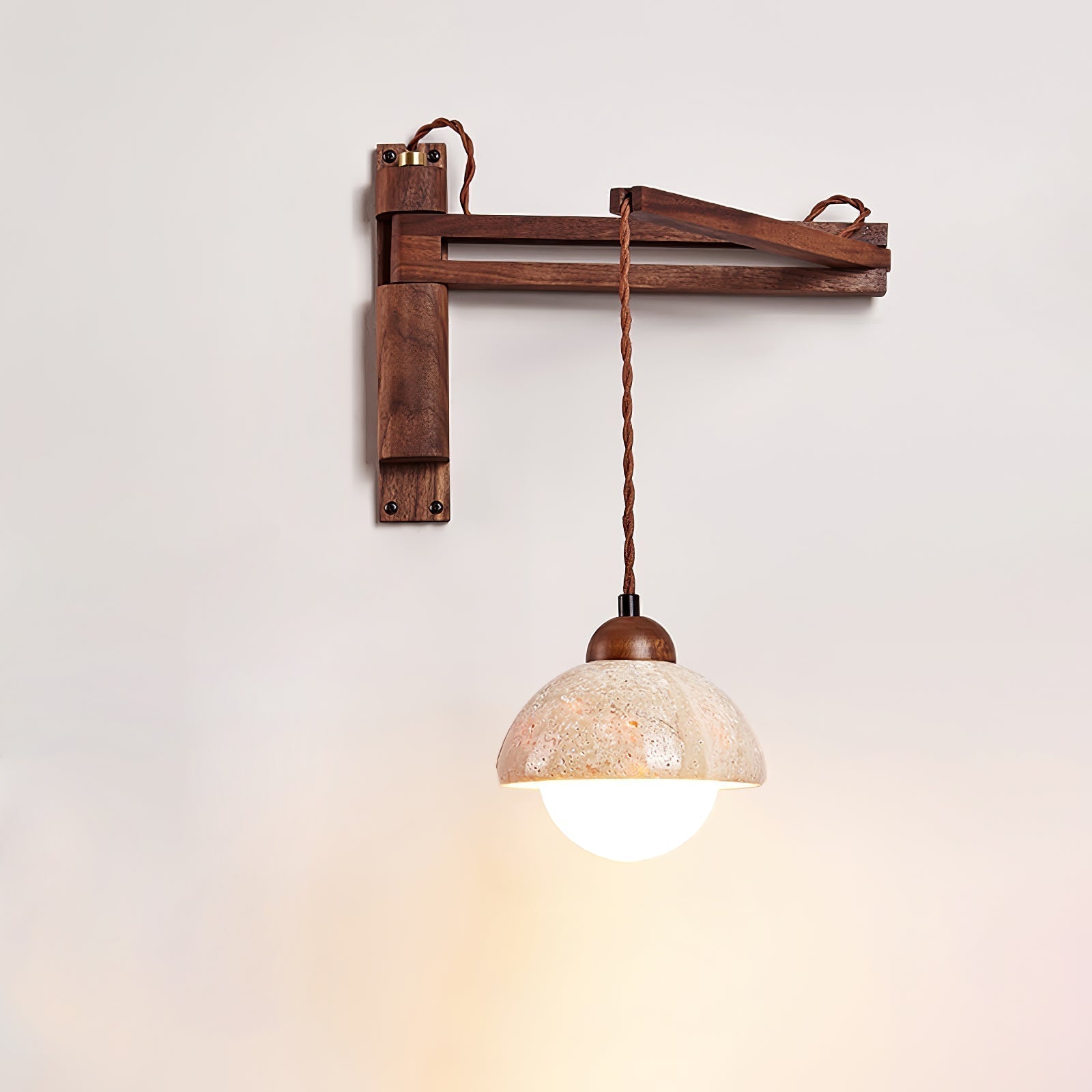 Noreenne Travertine Swing Arm Wall Lamp Plug-in
