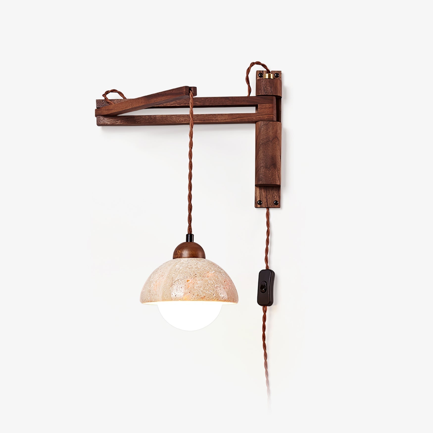 Fossil Travertine Swing Arm Wall Lamp Plug-in - Neutral Decor