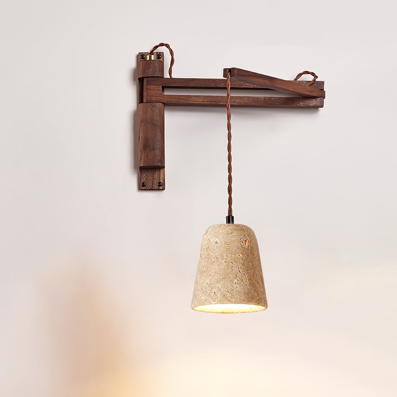 Noreenne Travertine Swing Arm Wall Lamp Plug-in