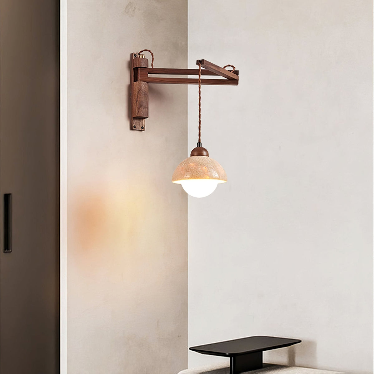 Arboren Adjustable Travertine Dome Wall Sconce