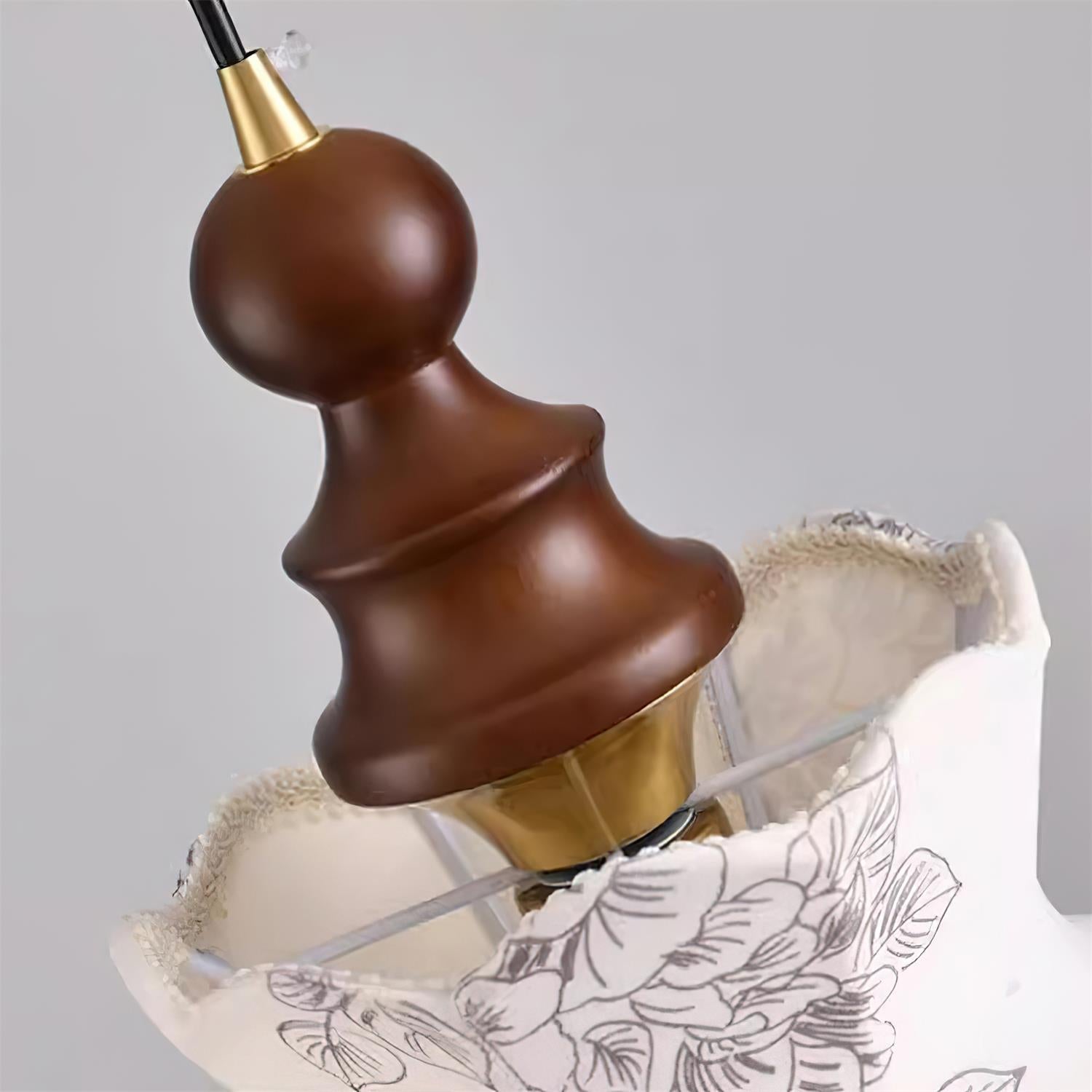 Pendant Lamp and Wood Fabric Vintage Floral Elegant - Neutral Decor