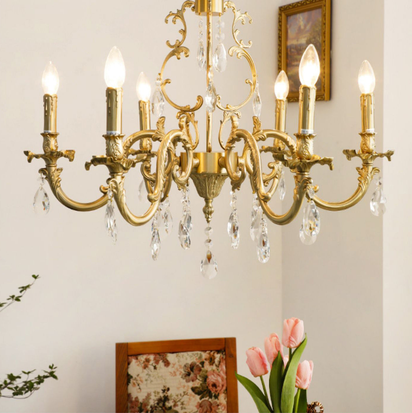 Olrinila Postmodern Luxury Brass Crystal Chandelier - Neutral Decor