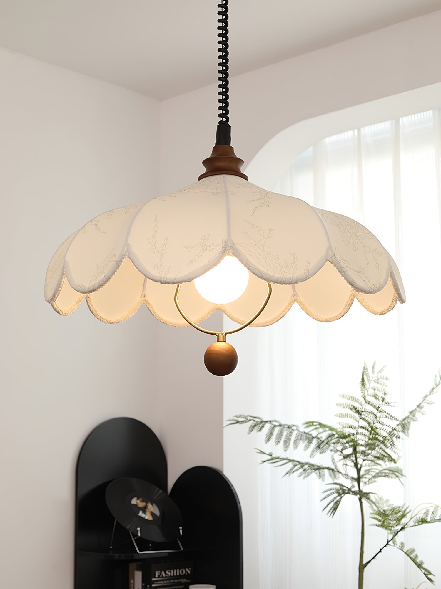 Solarn Fabric & Wood Pendant Lamp