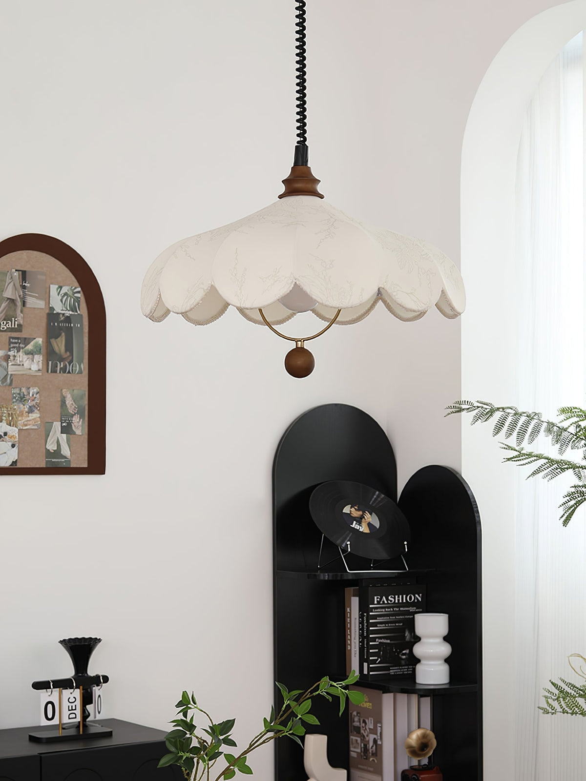 Solarn Fabric & Wood Pendant Lamp