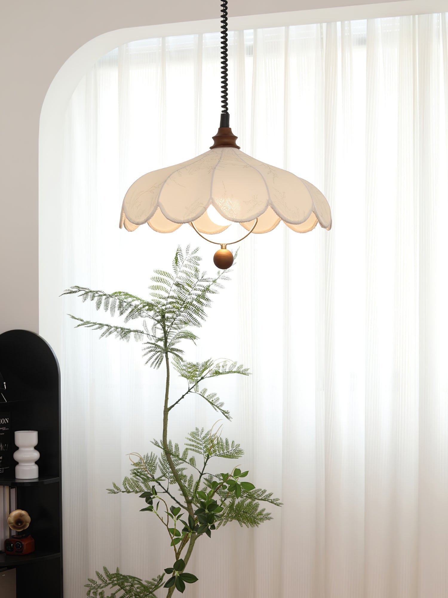 Solarn Fabric & Wood Pendant Lamp