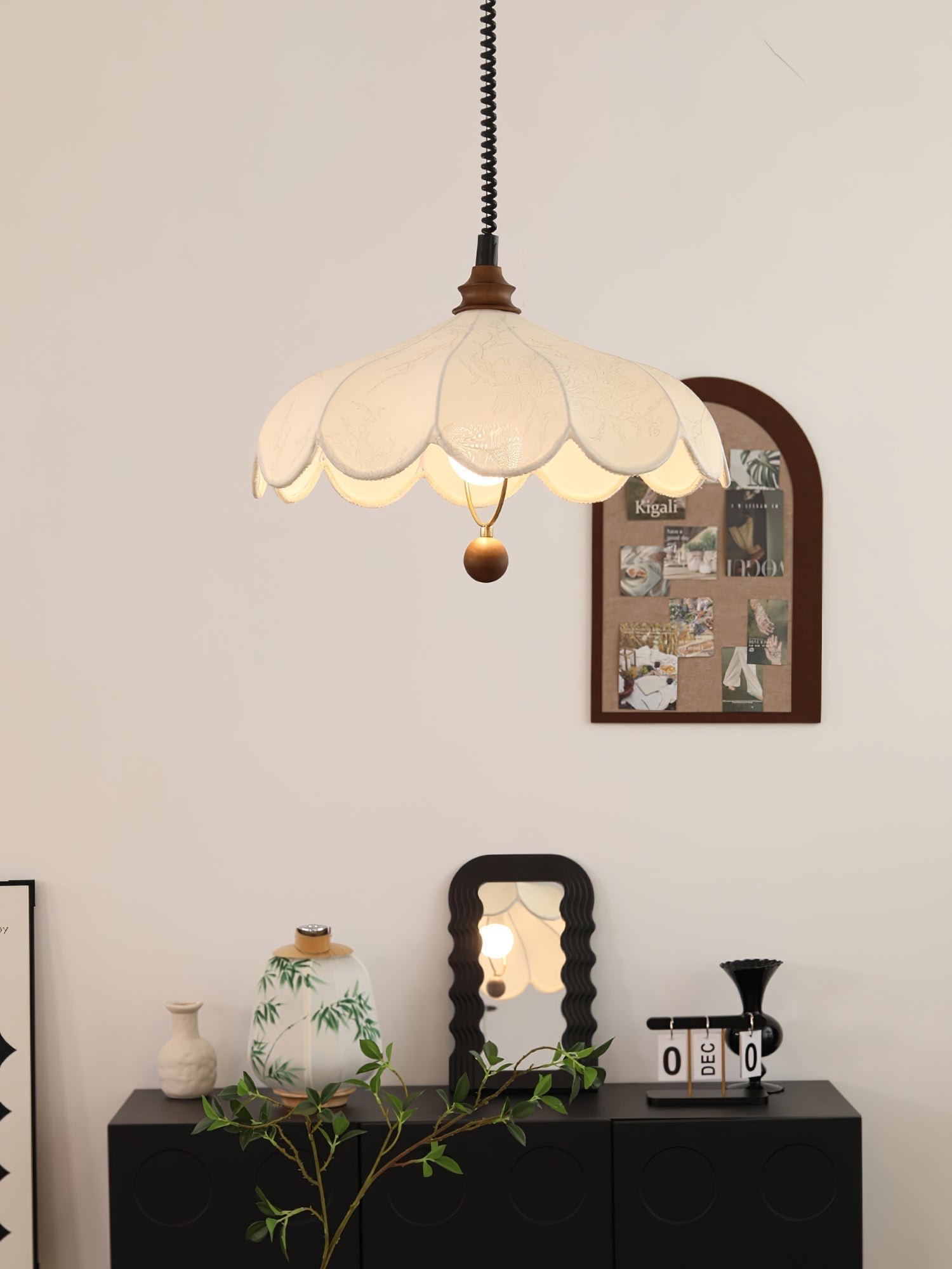 Solarn Fabric & Wood Pendant Lamp