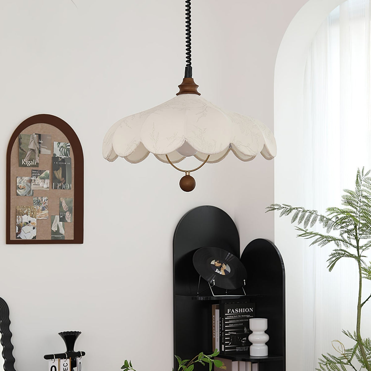 Solarn Fabric & Wood Pendant Lamp